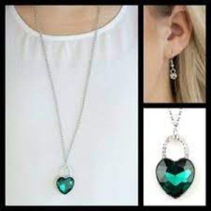 Paparazzi Necklace ~ Locked in Love - Green